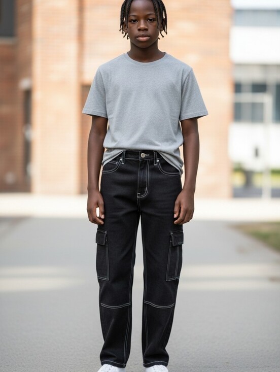 Undefined Other - Stylish Black Kids' Jeans with Contrast Stitching